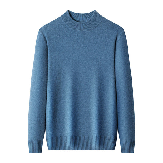 Casual Fashion Bottoming Shirt Young And Middle-aged Simple Half Turtleneck Solid Color Sweater For Men