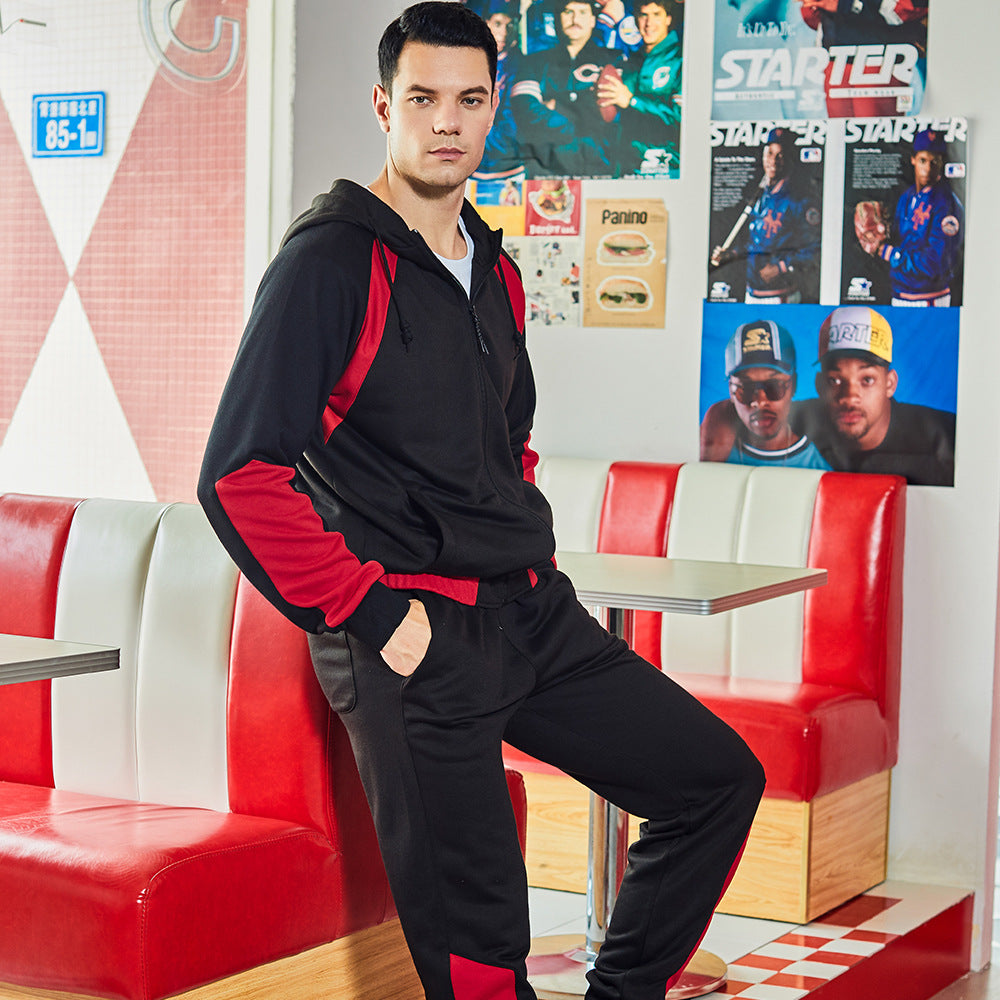 Youth Loose Color Matching Sweater Suit