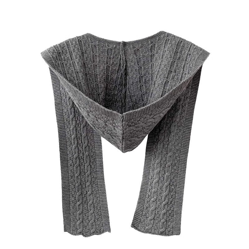 Spring And Autumn Internet Celebrity Shawl Hat Scarf Integrated Hooded Knitted