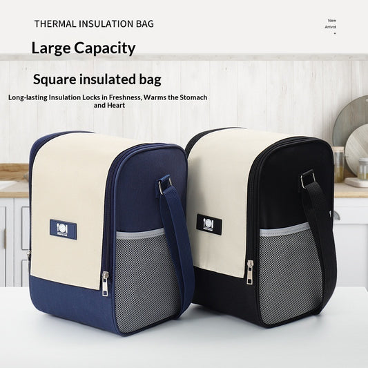 Round Lunch Box Bag Portable Thermal Bag With Thickened Aluminum Foil Insulation