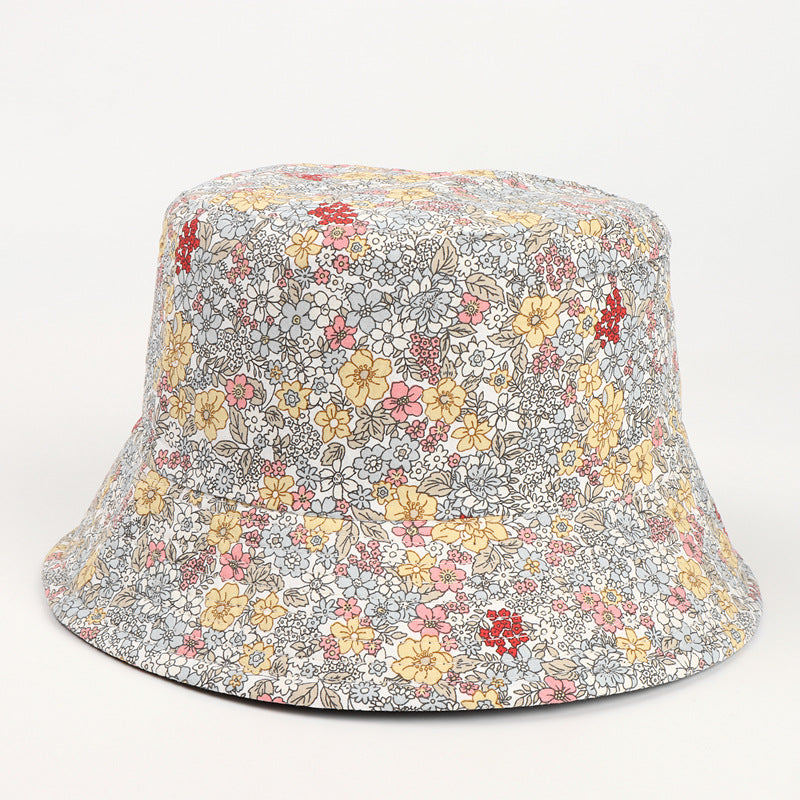 Women's Small Chrysanthemum Double-sided Printing Bucket Fisherman Hat