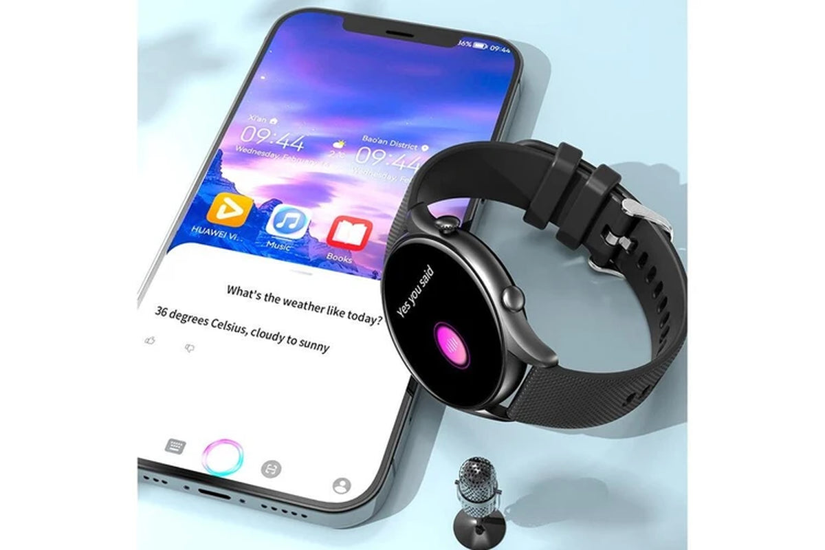 New 360*360 HD 1.32 Inch Screen Ladies Smart Watches Bluetooth Call Lady Sport Heart Rate Blood Oxygen Women Smartwatch+Box - Black