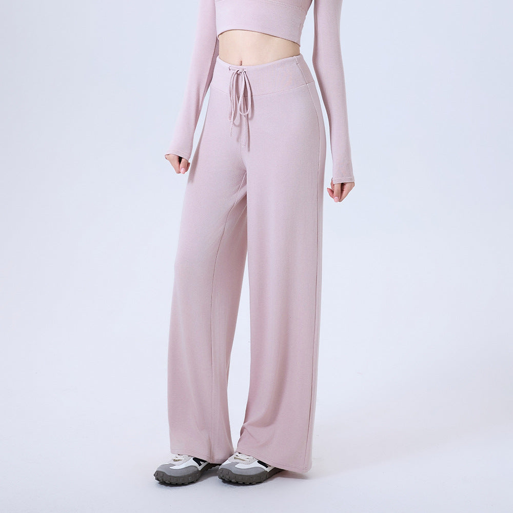 Draping Effect Sports Outdoor Running Yoga Straight-leg Pants