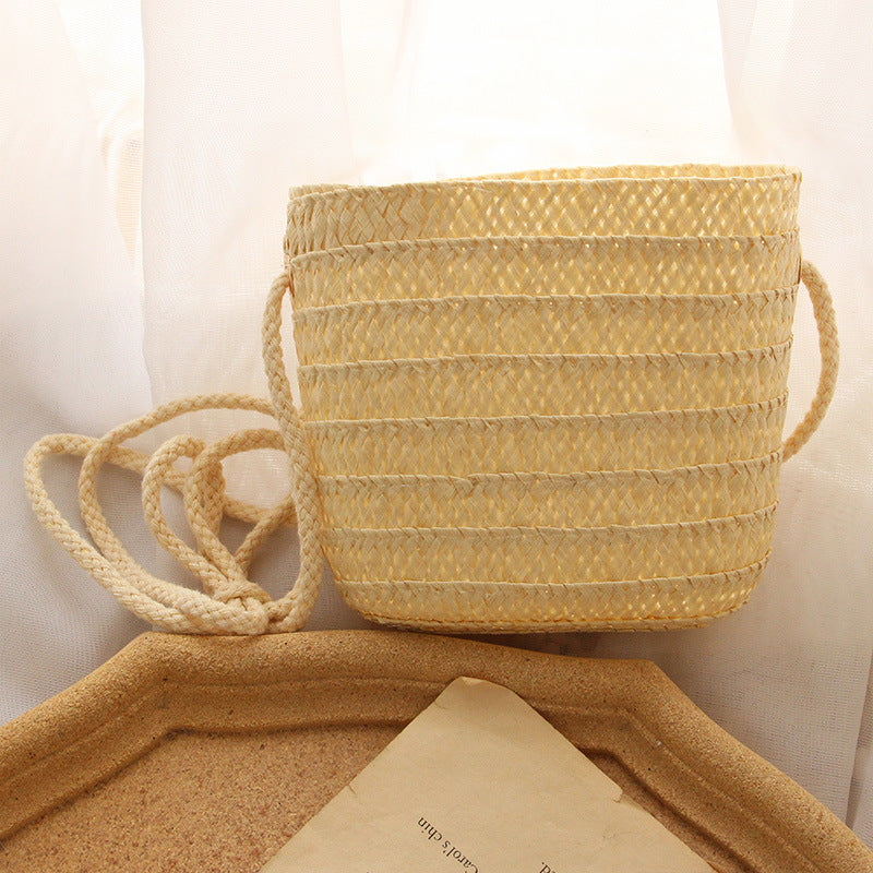 Women's Children's Woven One Shoulder Messenger Bag Large Capacity