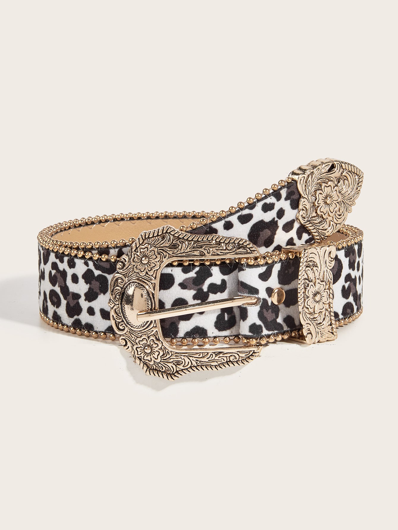 Vintage Damebælte med Leopardprint i Amerikansk Stil