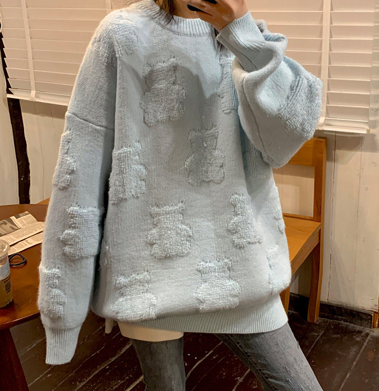 Fashionable Sweater New Knitwear Bear Jacquard