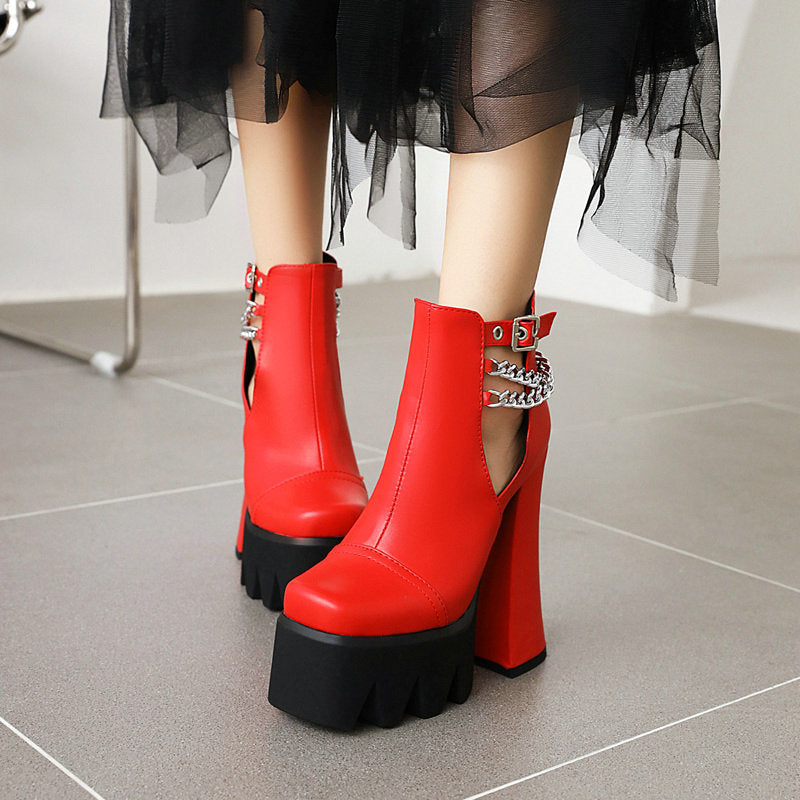 Women's Super High Heel Sandals Chunky Fish Mouth Shoes