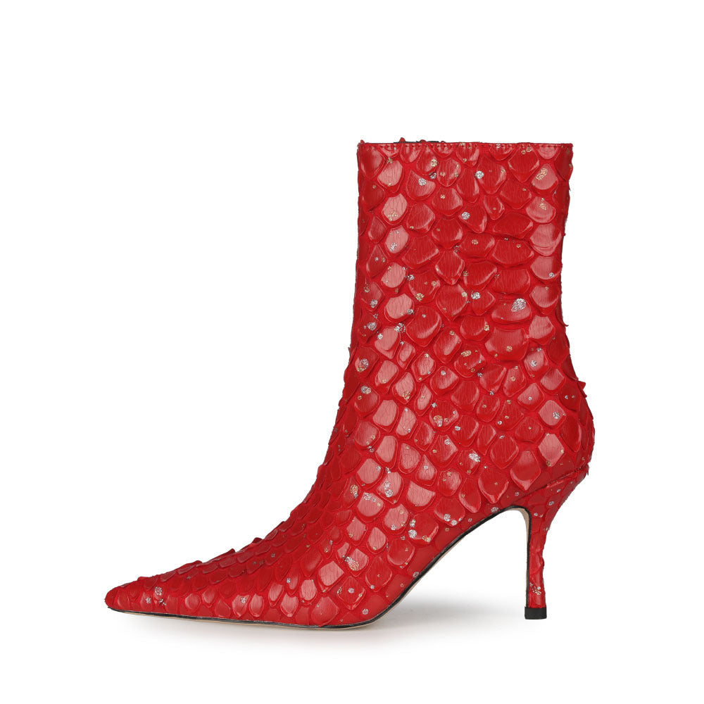 Spring Solid Color Sexy Fish Scale Short Boots
