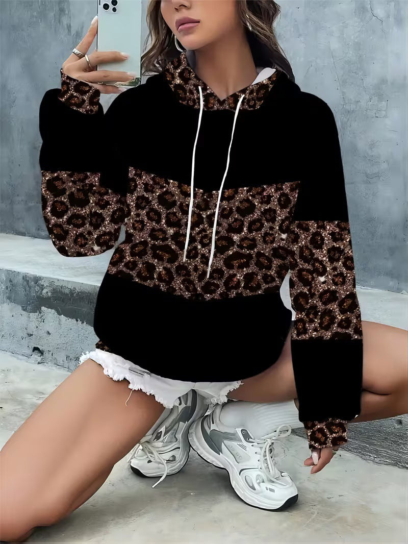 Women's Zebra-Print Casual 3D Printed Hoodie