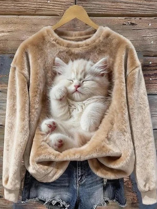 Digital-print Christmas Womens Crew-neck Sweatshirt For Fallwinter