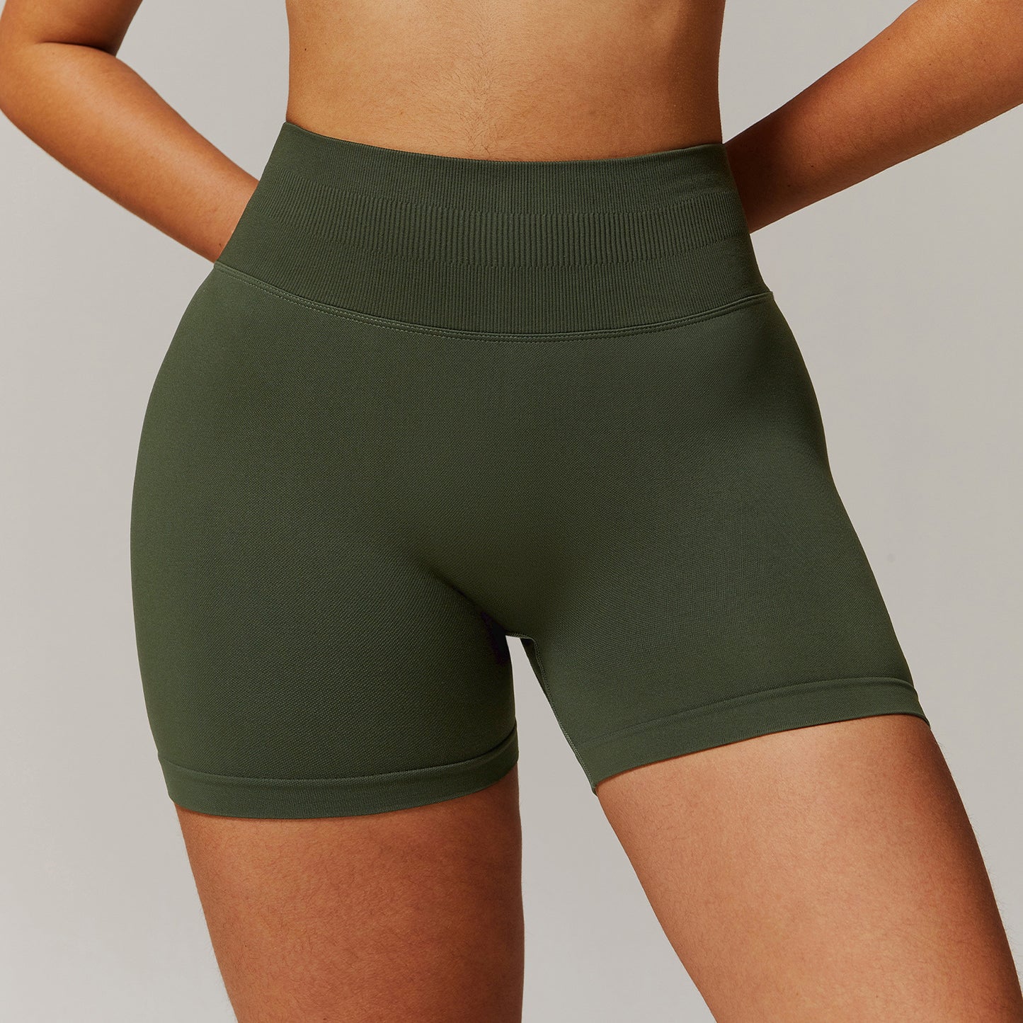 Seamless High Waist Yoga Shorts Skinny Hip Raise Exercise Workout Pants