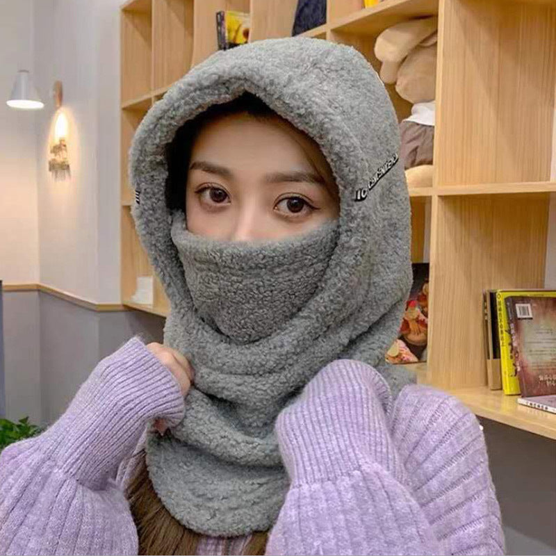 Windproof Hood Earmuffs Ladies Waterproof Fleece Warmth Padded Collar