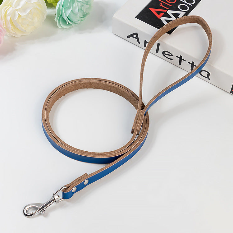 Leather Solid Color Dog Chain Leash