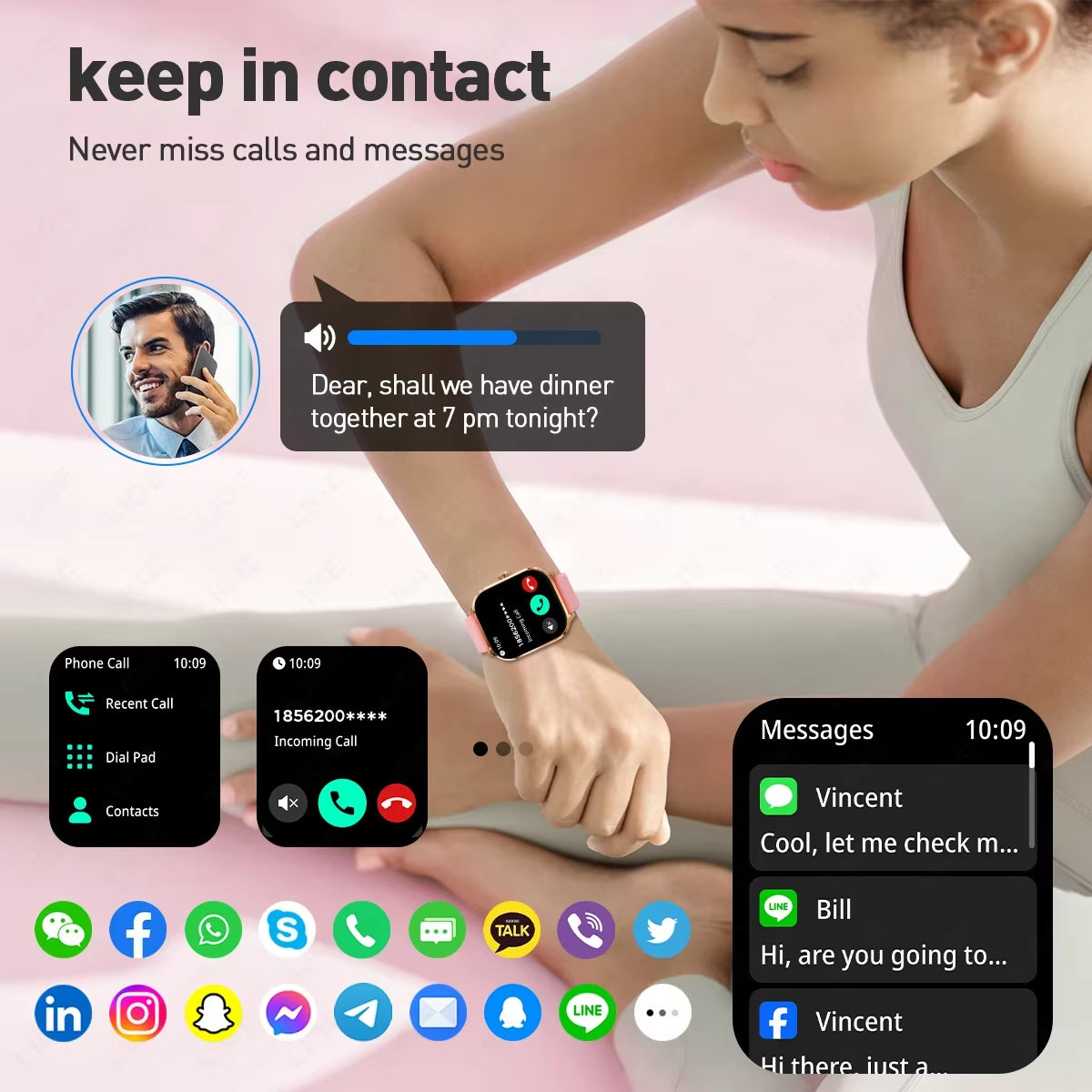 2025 New Fashion Smart Watch Heart Rate Monitor Sports Fitness Watch Waterproof Voice Calling Smart Watch for Huawei Xiaomi