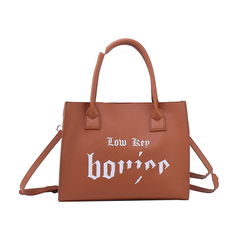 New Large-capacity Simple Printed PU One-shoulder Messenger Bag