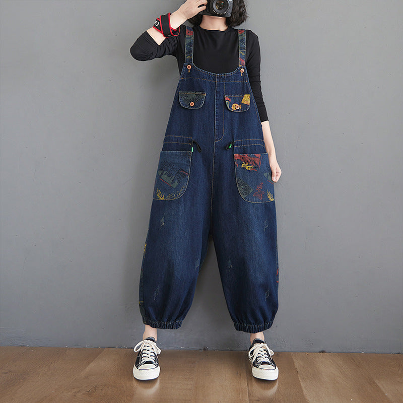 Damemode Plus Size Aldersreducerende Print Selestykker-jeans