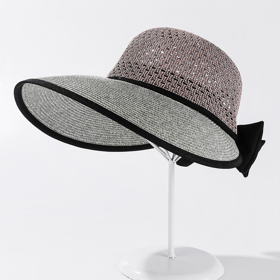 Simple And Casual Bow Tie Face Protection Sun Hat