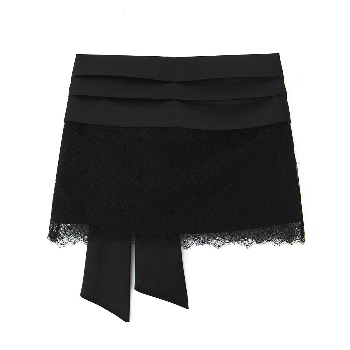 Silk Satin Texture Bowknot Decoration Lace Jumpsuit Mini Skirt