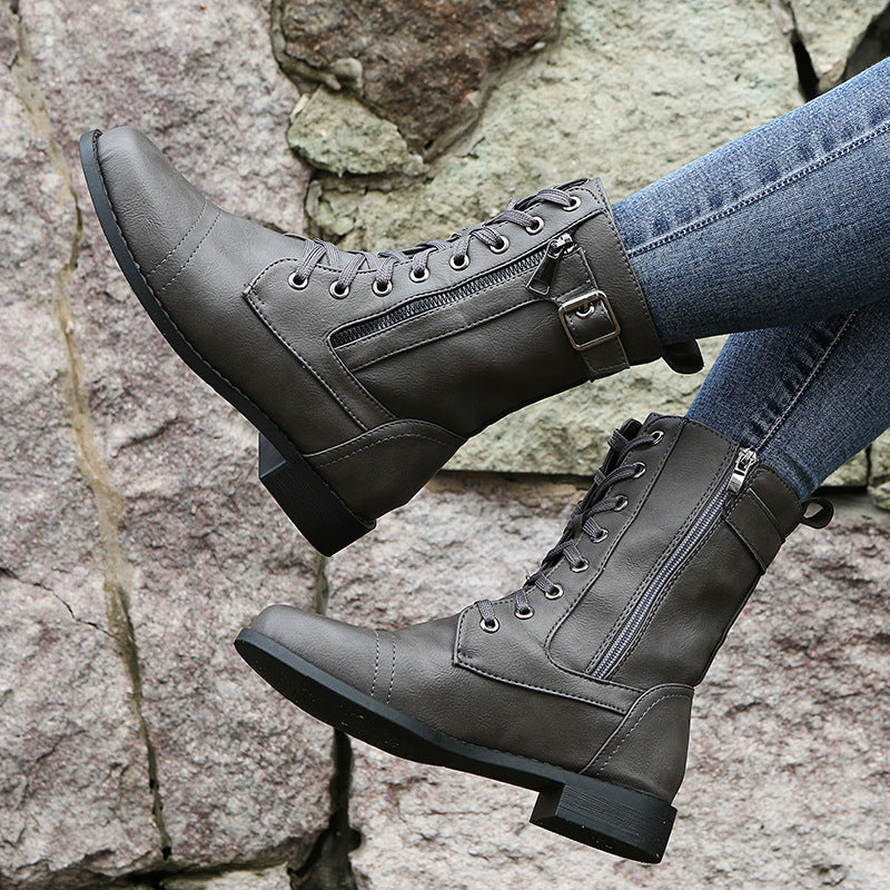 Women's Plus Size European And American Flat Low-heeled Boots