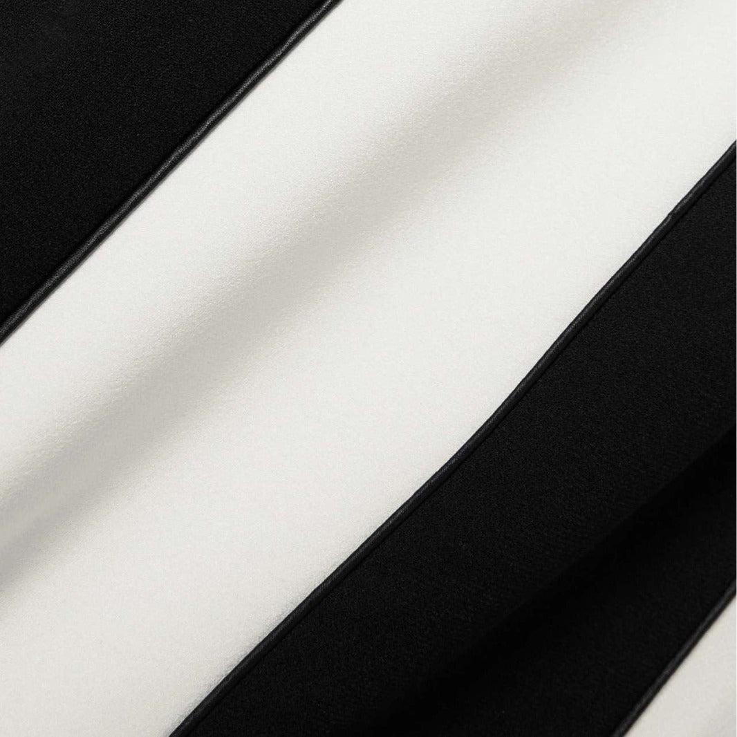 Tube-top Striped Black-and-white Patchwork Dress Womens Wrap-style