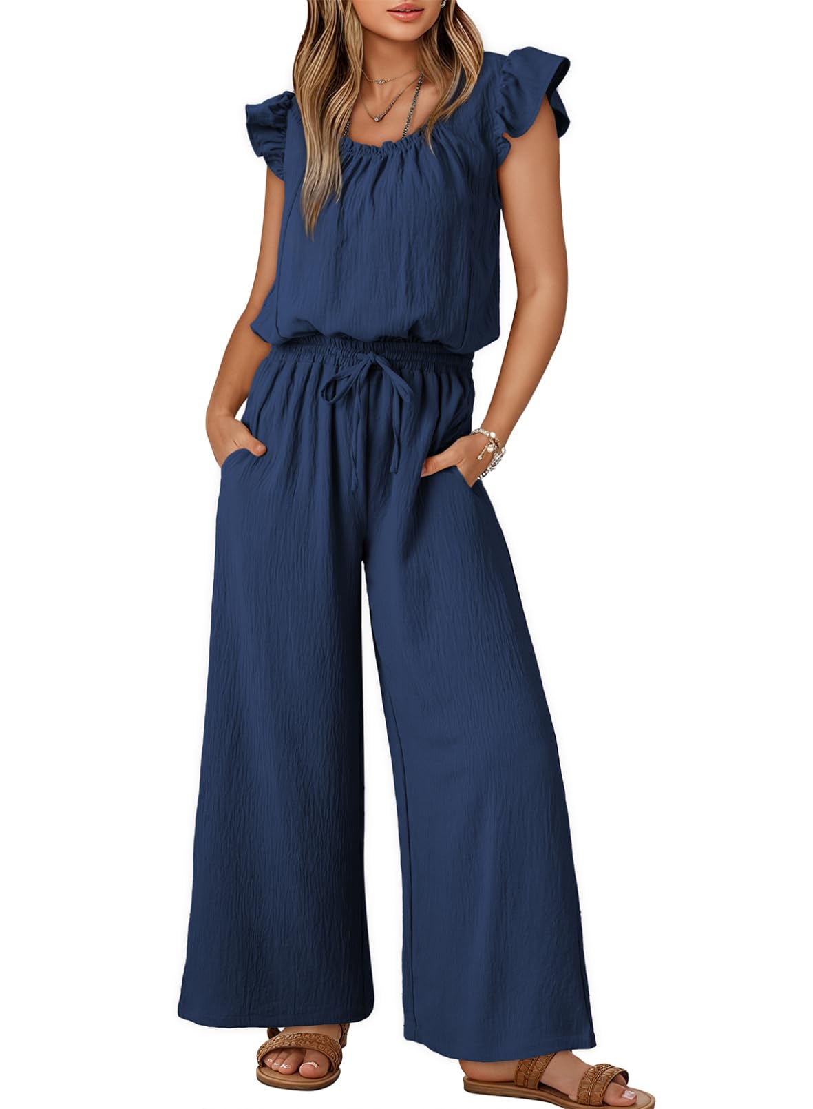 Square Collar Sleeveless Camisole Wide Leg Trousers