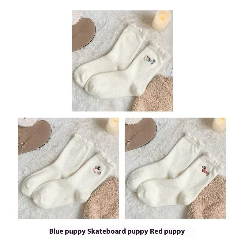 Cute Cartoon Fleece Lined Padded Warm Keeping Winter Socks