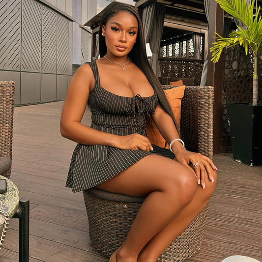 Strapless Short Waist-cinching Wrap Top Two-piece Women's Trendy Outfit