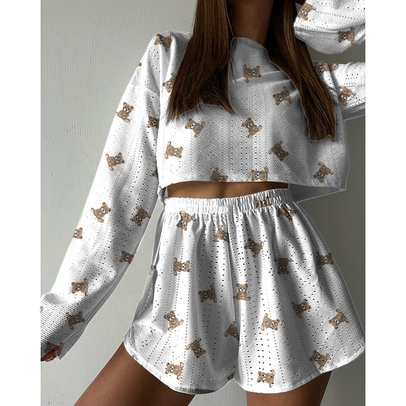 Fashionable Simple Slim Fit Relaxed Fit Pullover Top And Shorts Set