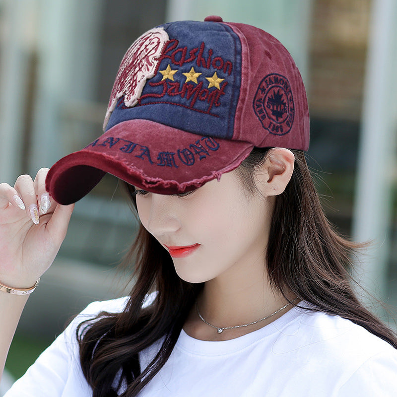 Embroidered Casual Letter Baseball Cap Distressed Outdoor
