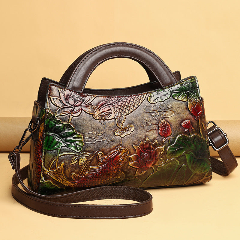 Elegant Retro Embossing Crossbody Large Capacity Shoulder Bag