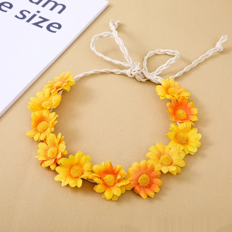 11 Simulation Small Sunflower Bohemian Vacation Seaside Braid Hair Band For Women