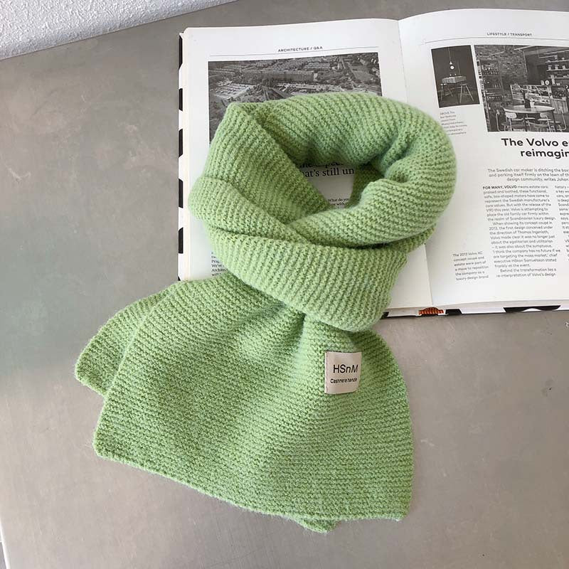 Pure Color Soft Knitted Women's All-match Warm Scarf