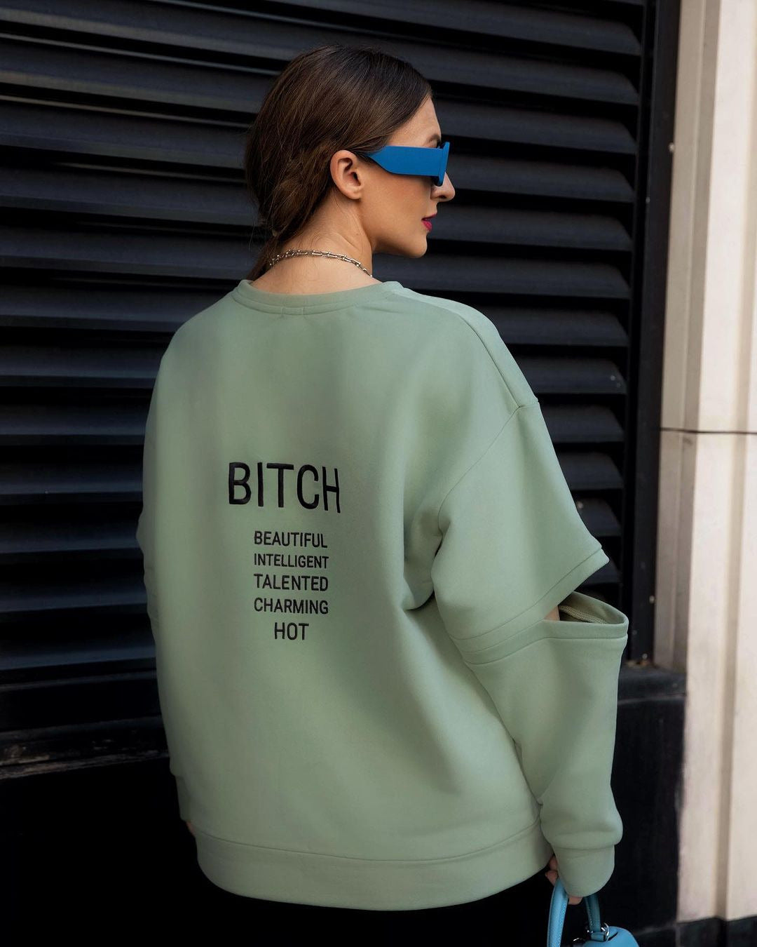 Rundhalset Løs Sweatshirt med Print til Kvinder