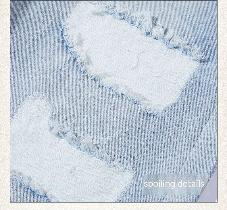 Street Mænds Tøj Vasket Slidt Kattehår Fritidsbukser Ødelagt Kvast Lige Jeans
