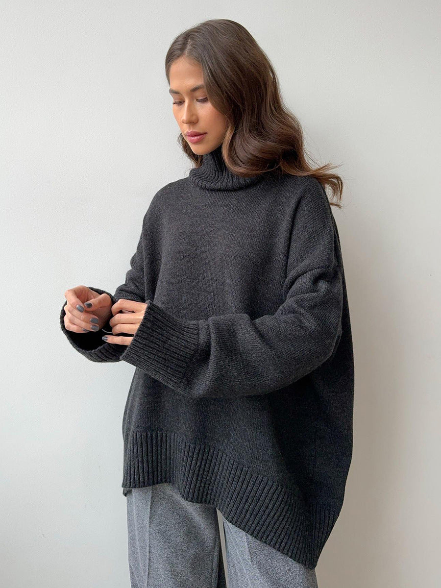European And American Style Autumn And Winter Solid Color Turtleneck Sweater Loose