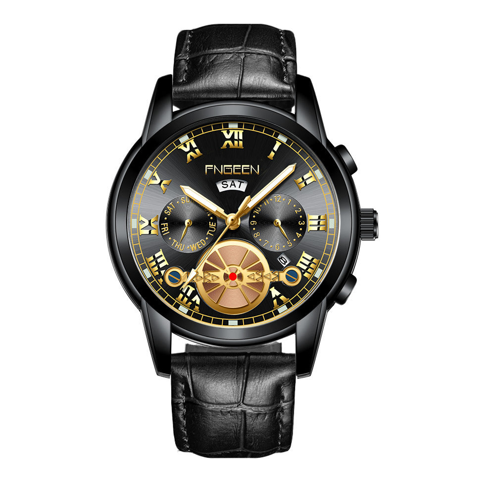 Fashion Tourbillon Watch Quartz Steel Band Multifunction