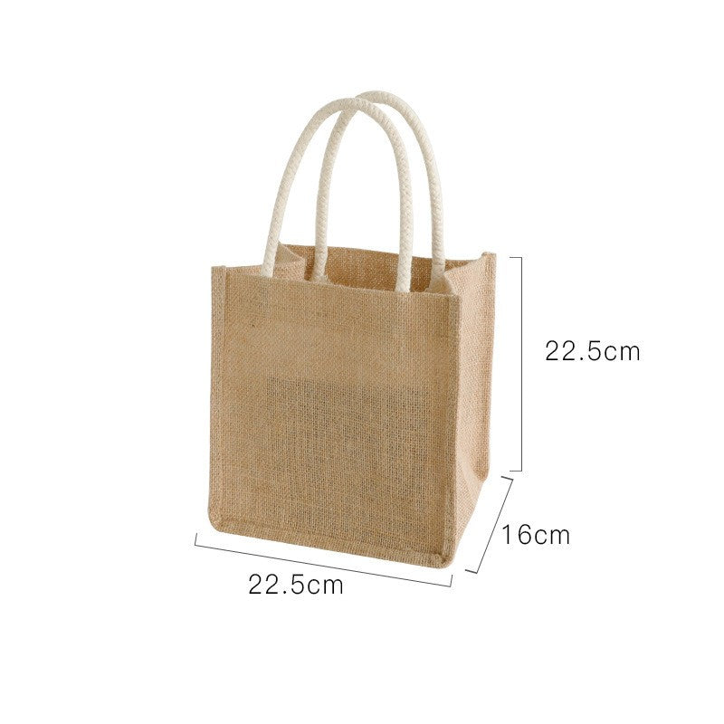 Handmade Jute Handbag With Printed Linen