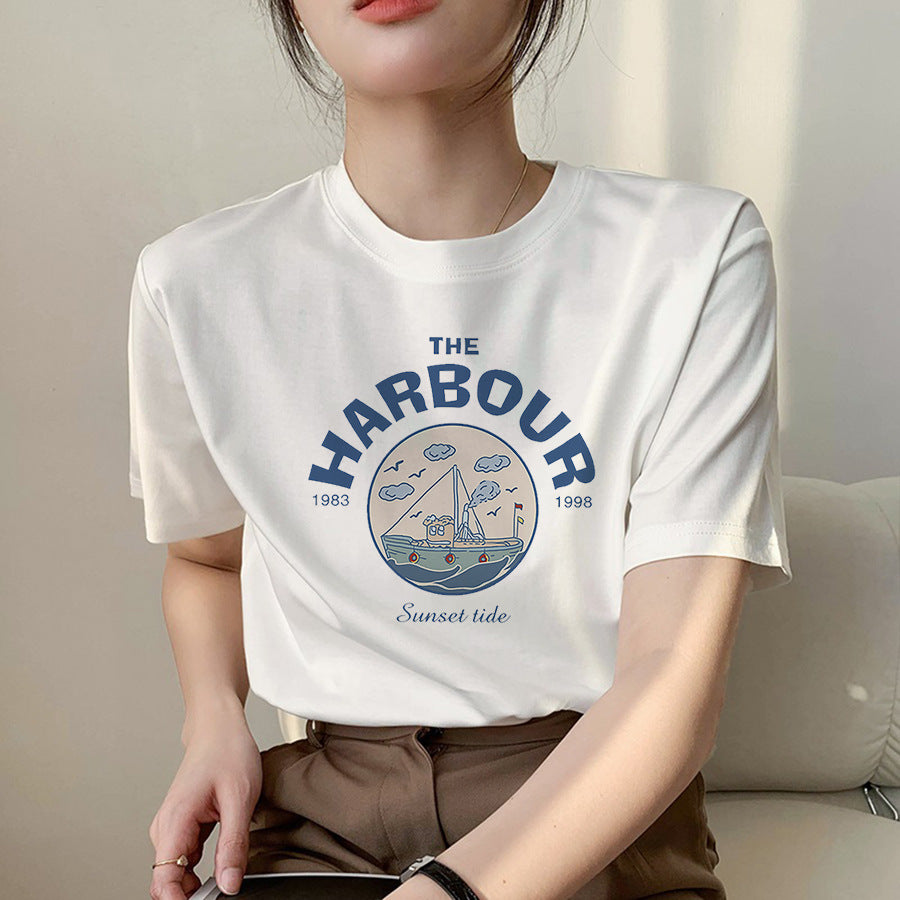 Short-sleeved Women's Clothing Ins Fashion Printing Fashion All-matching