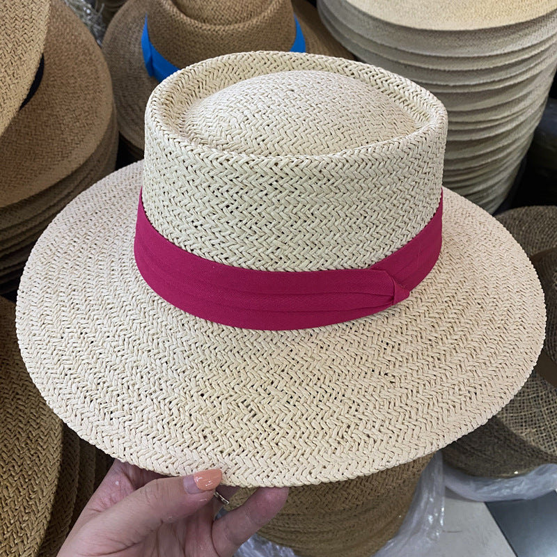 Summer Female Flat Straw Hat Sun Visor Hat Lafite