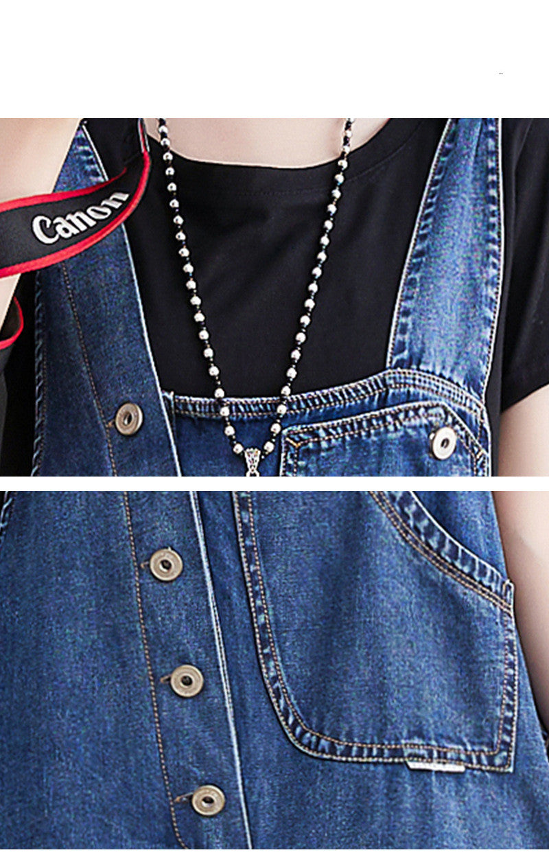 Denim Overalls Five-point Pants Women's Straight Shorts