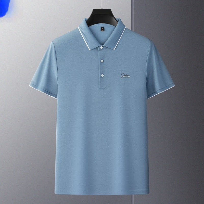 Men's Summer New Style Casual Business Rhinestone-Embroidered T-Shirt