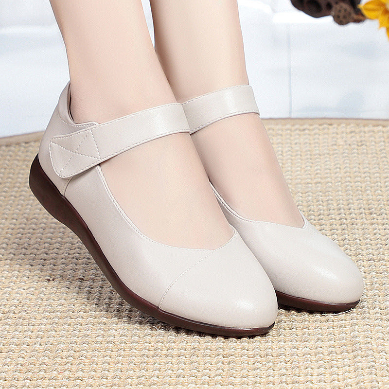 Shallow Mouth Flat Buckle Thick Heel Single Shoes Round Toe