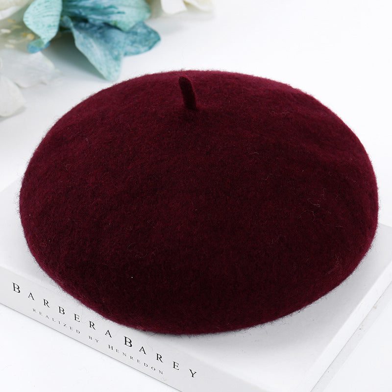 Women's Fashion Casual Solid Color Breathable Wool Tweed Hat