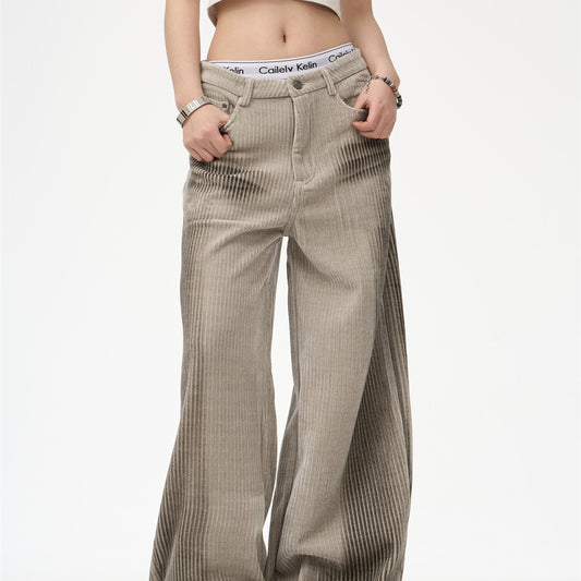 Corduroy Casual Straight Simple Wide Leg Dirty Pants