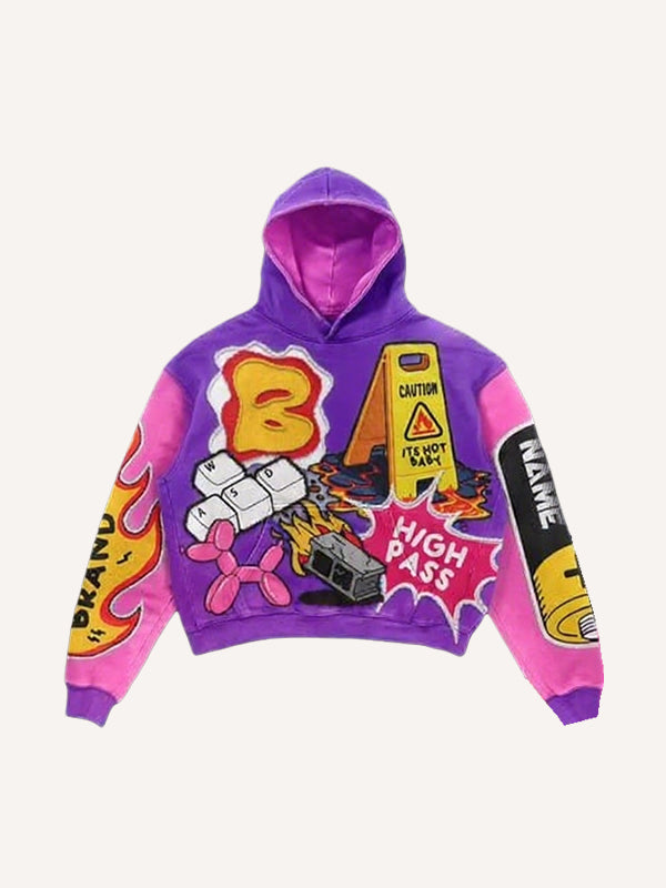 Trykt hættetrøje med abstrakt mønster Hætte sweatshirt til par