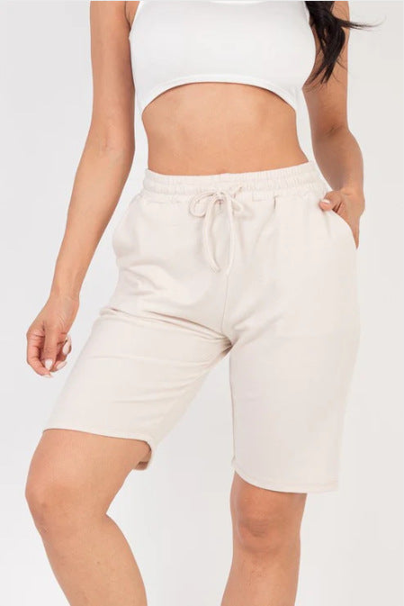 Womens High-waisted Drawstring Workout Shorts