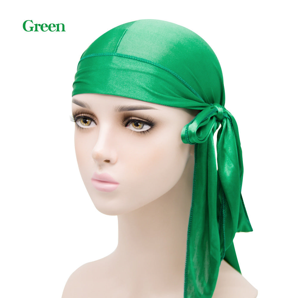Unisex Satin Hovedbeklædning med Lang Hale  Strækbar Pirathat Og Hip Hop Turban til Mænd Og Kvinder, Elastisk Bandanahue til Kostume Og Mode