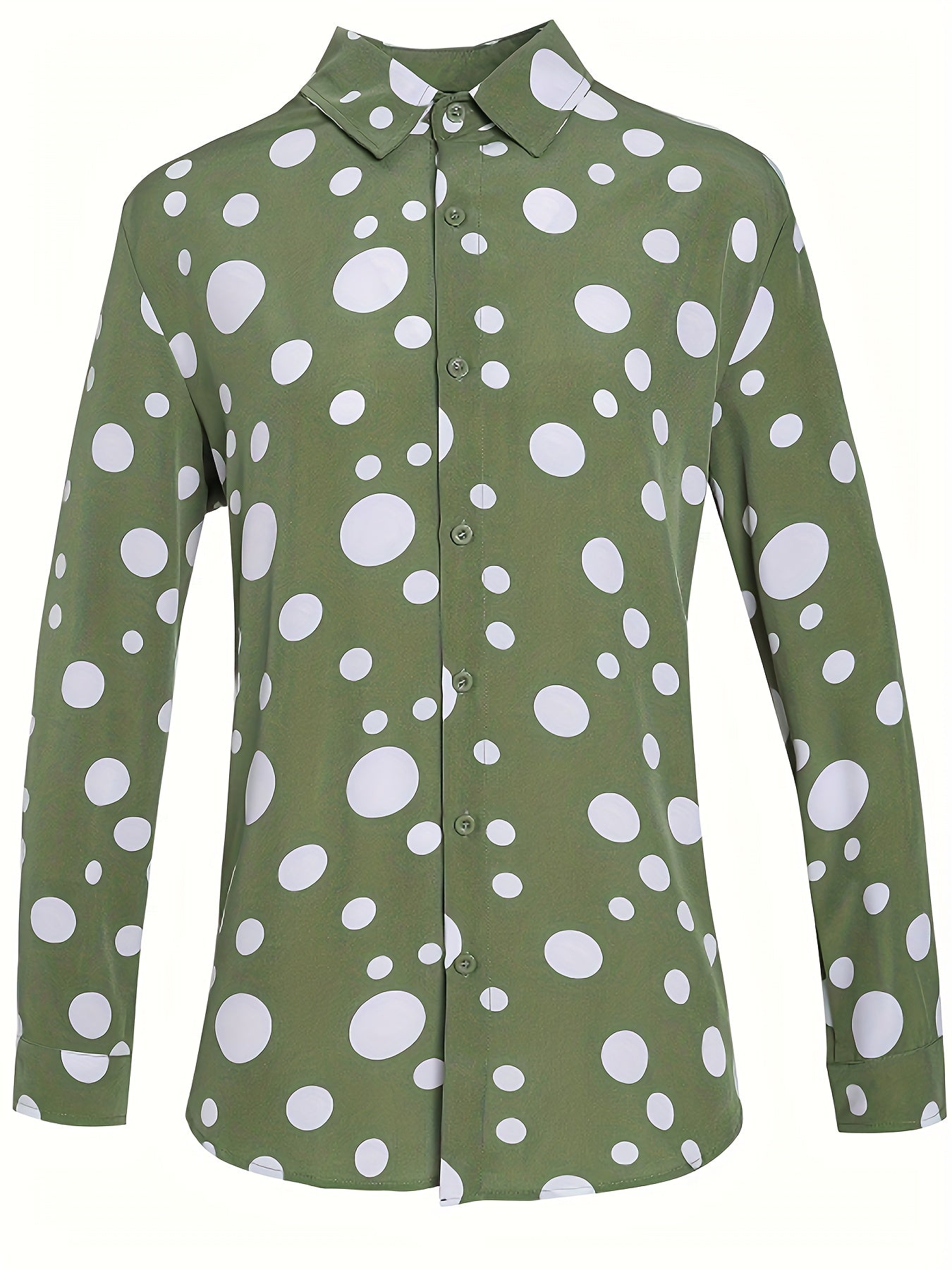 Casual And Versatile Long-sleeved Shirt With Polka Dot Prints For Teenagers And Men
