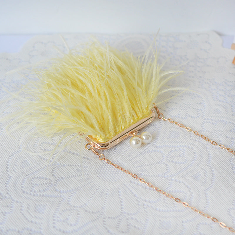 Single-sided Ostrich Fashion Clutch Crossbody Bag