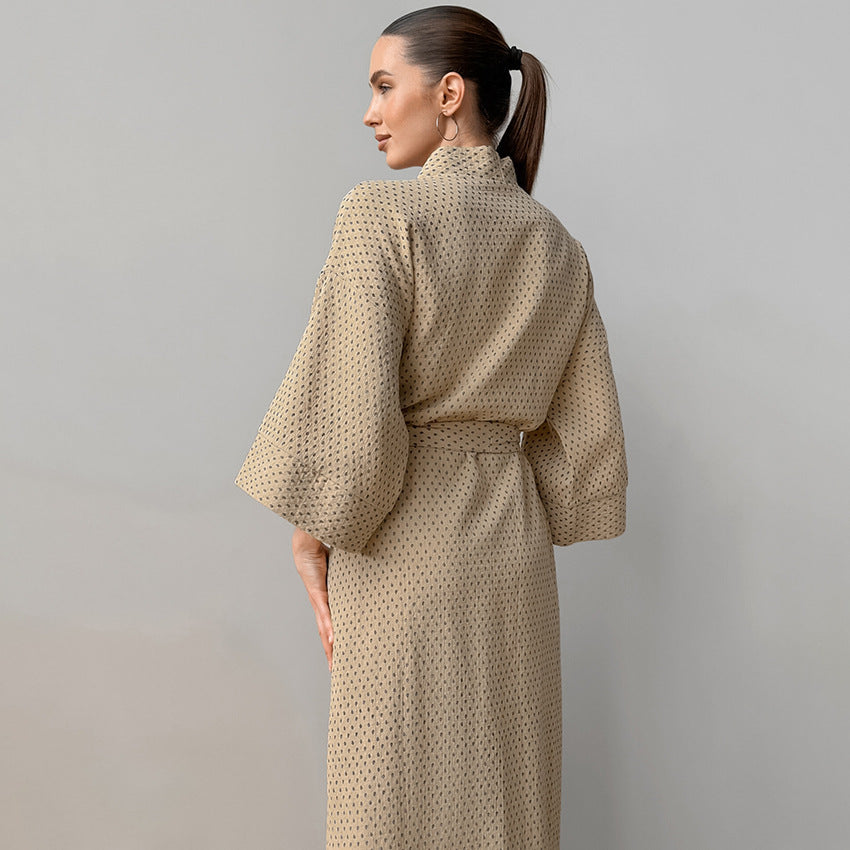 Pure Cotton Pajamas Printed And Breathable Nightgowns And Bathrobes Cross-border Cotton Silk Loungewear